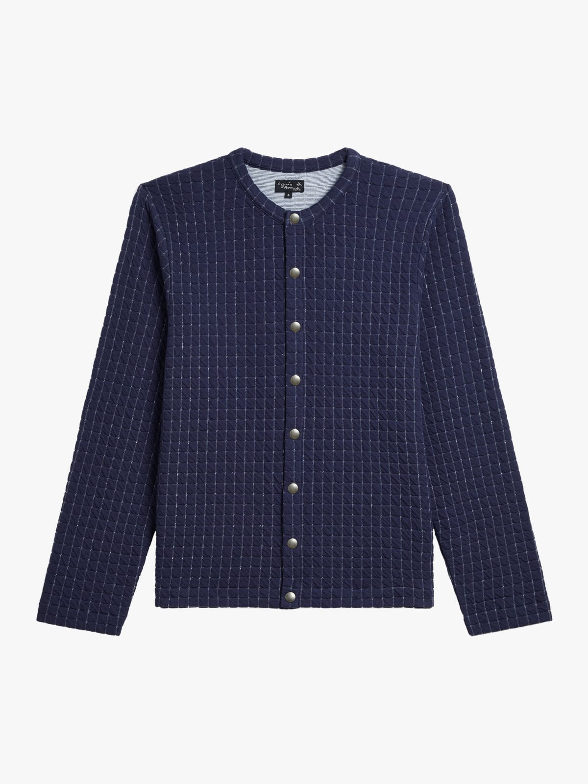 blue snap cardigan in cotton jersey