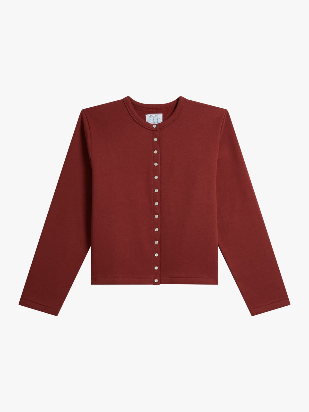brown cotton fleece snap cardigan