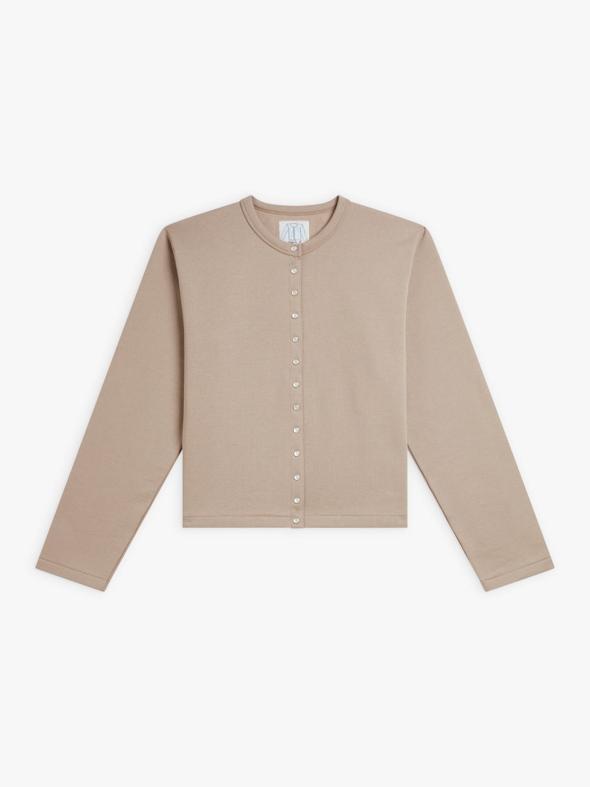 taupe cotton fleece snap cardigan