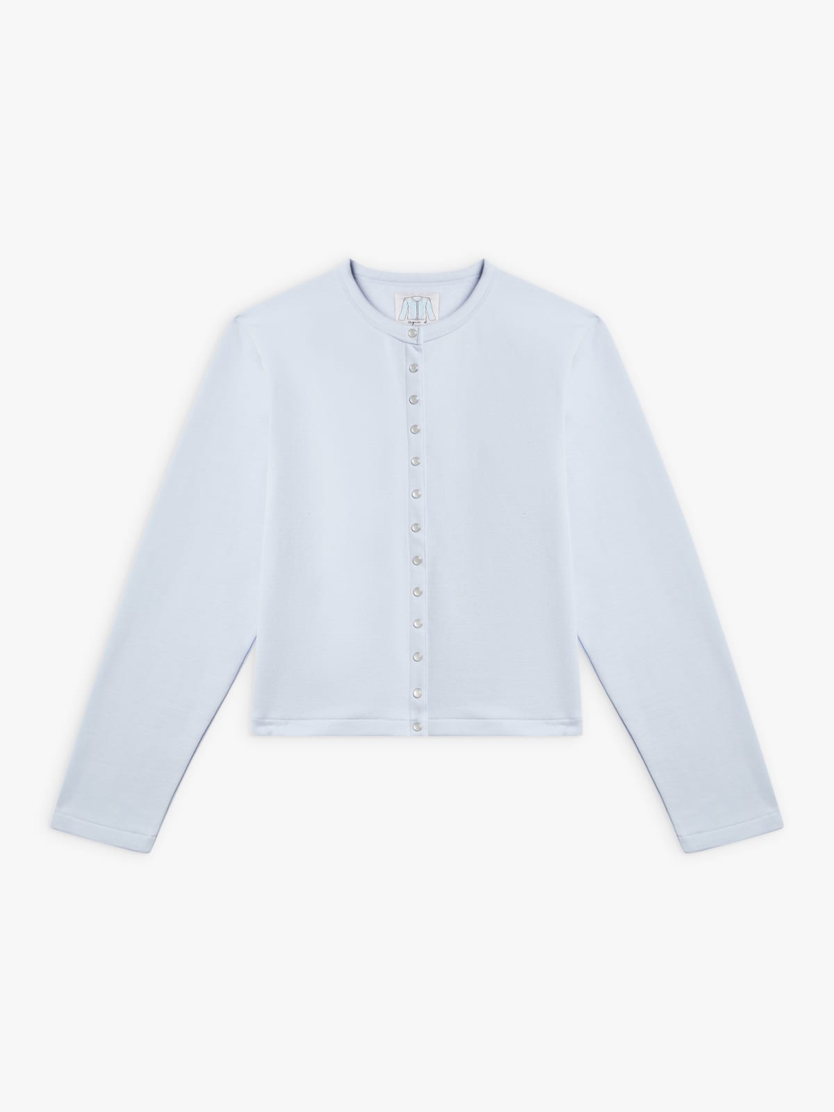 blue cotton fleece snap cardigan