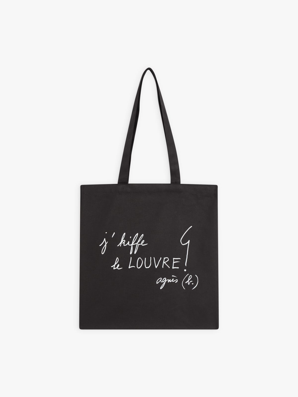 cotton tote bag with “j'kiffe le LOUVRE” screen print