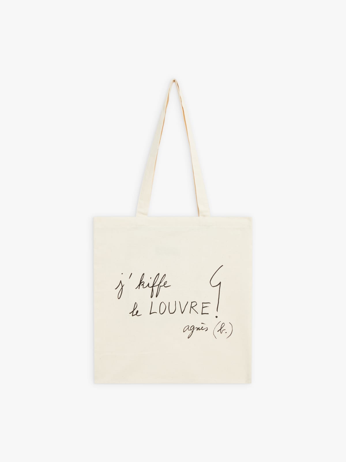 cotton tote bag with “j'kiffe le LOUVRE” screen print
