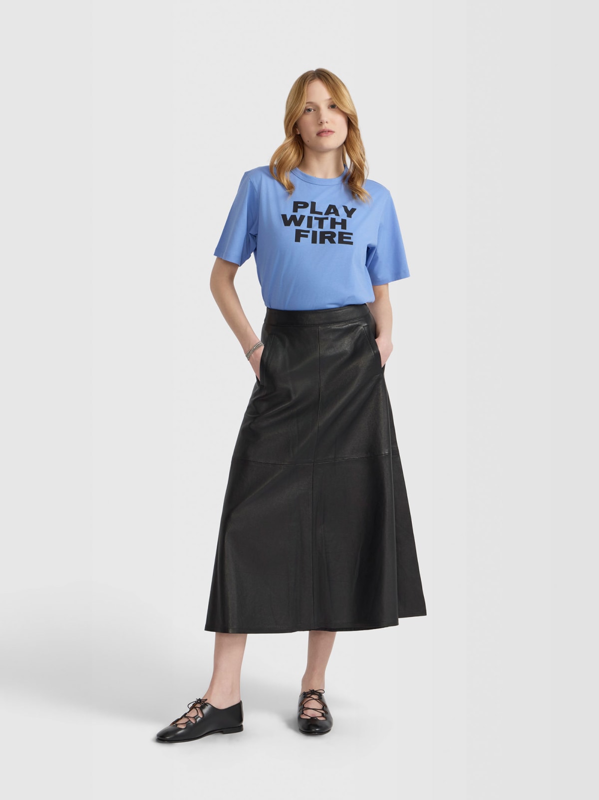 black Tarte lambskin leather skirt
