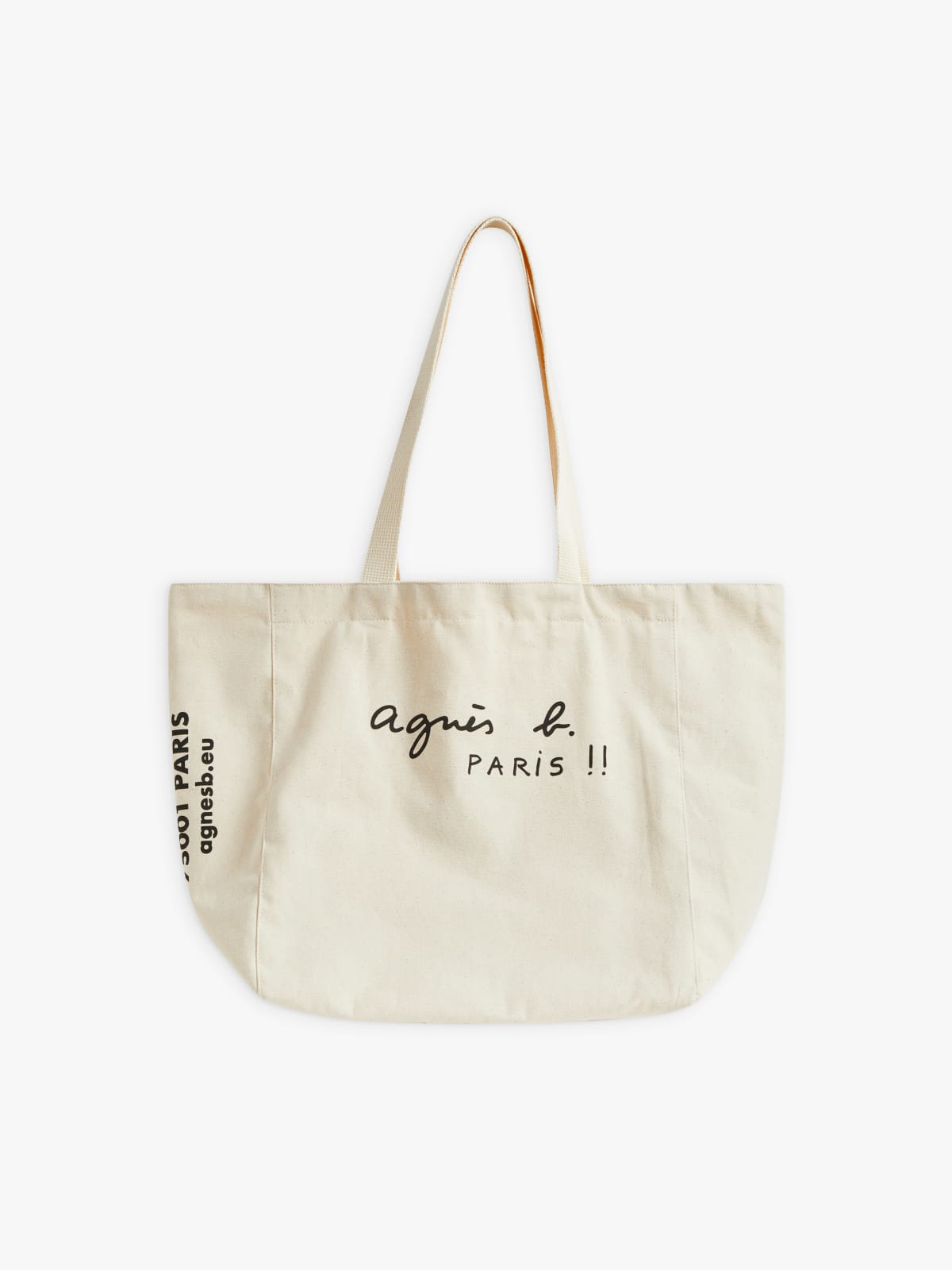 off-white cotton tote bag screen-printed “PARIS”