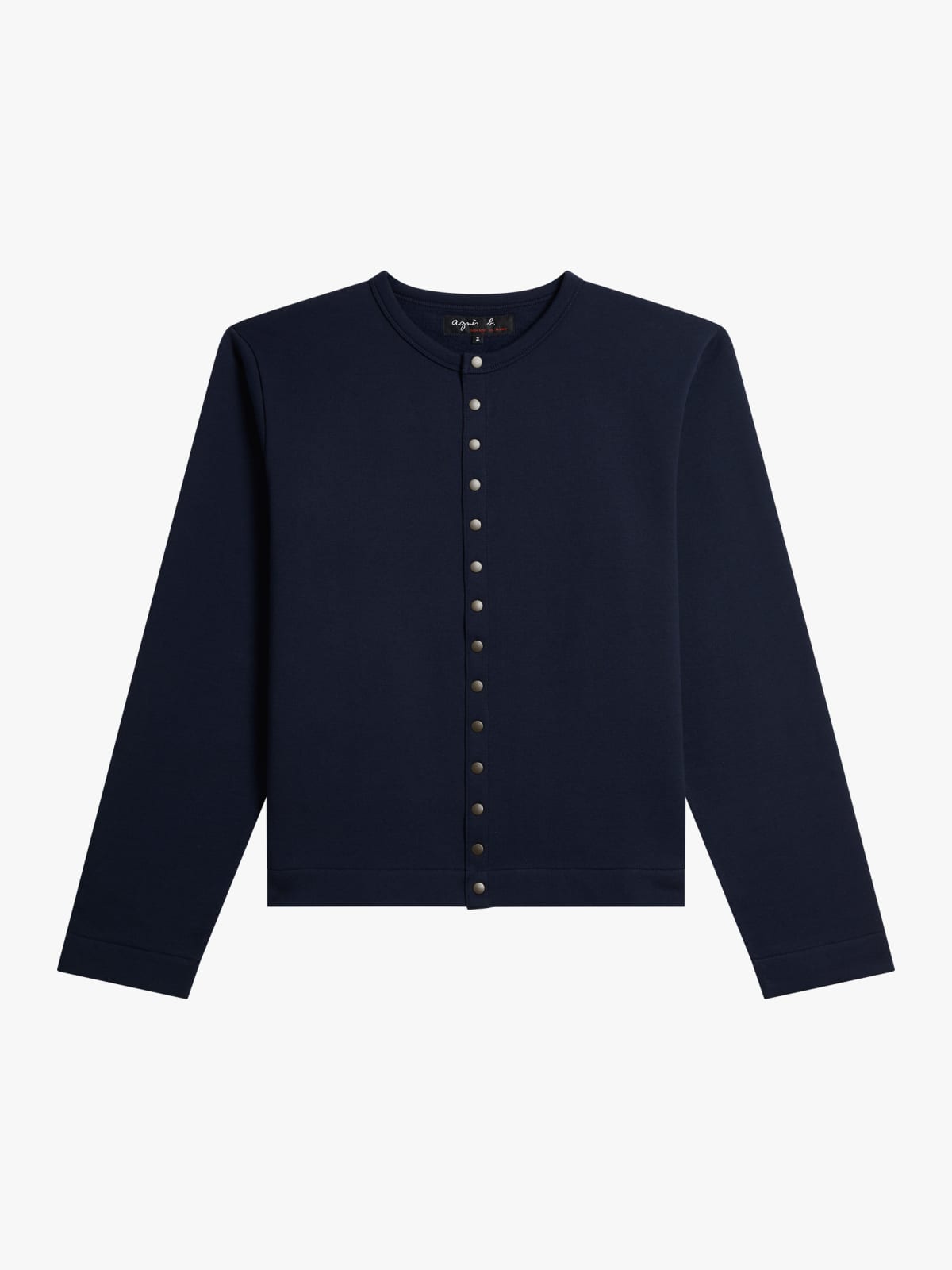 dark blue New Bronze cotton fleece cardigan