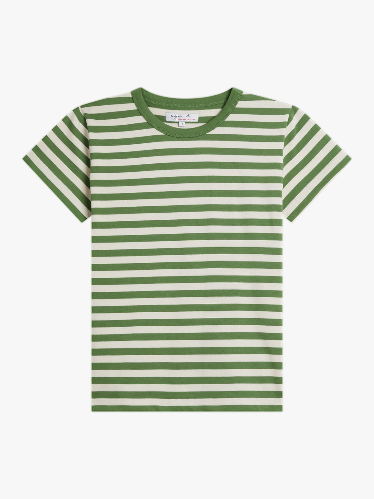 beige and green striped brando t-shirt