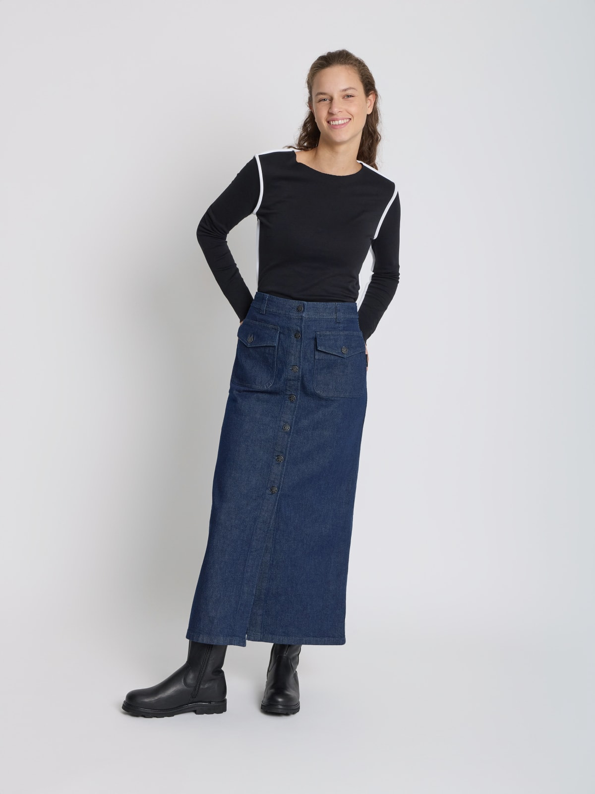 blue denim Traction skirt