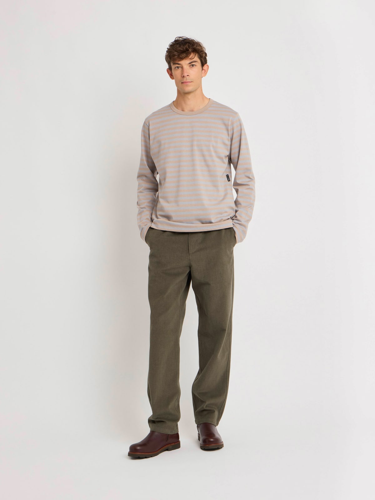 taue and grey cotton jersey 12/12 striped Coulos t-shirt