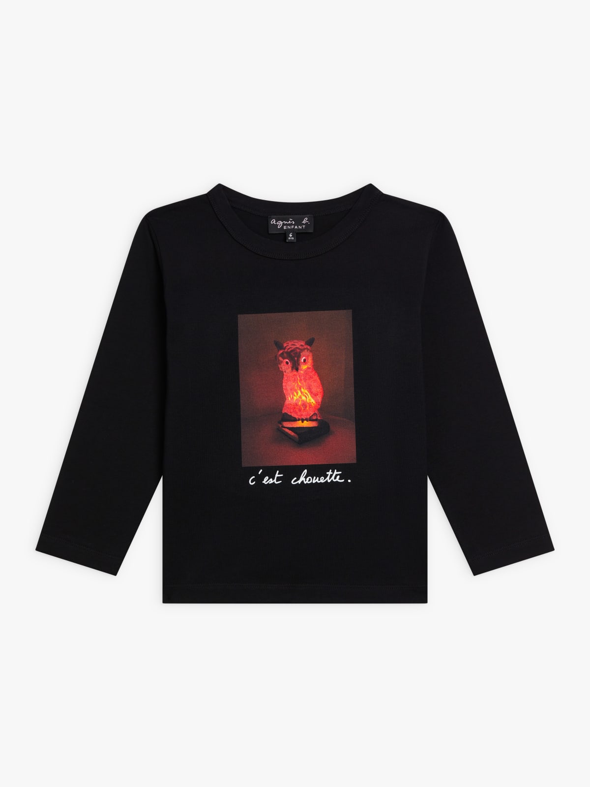 black cotton screen-printed "C'est chouette" Coulos t-shirt
