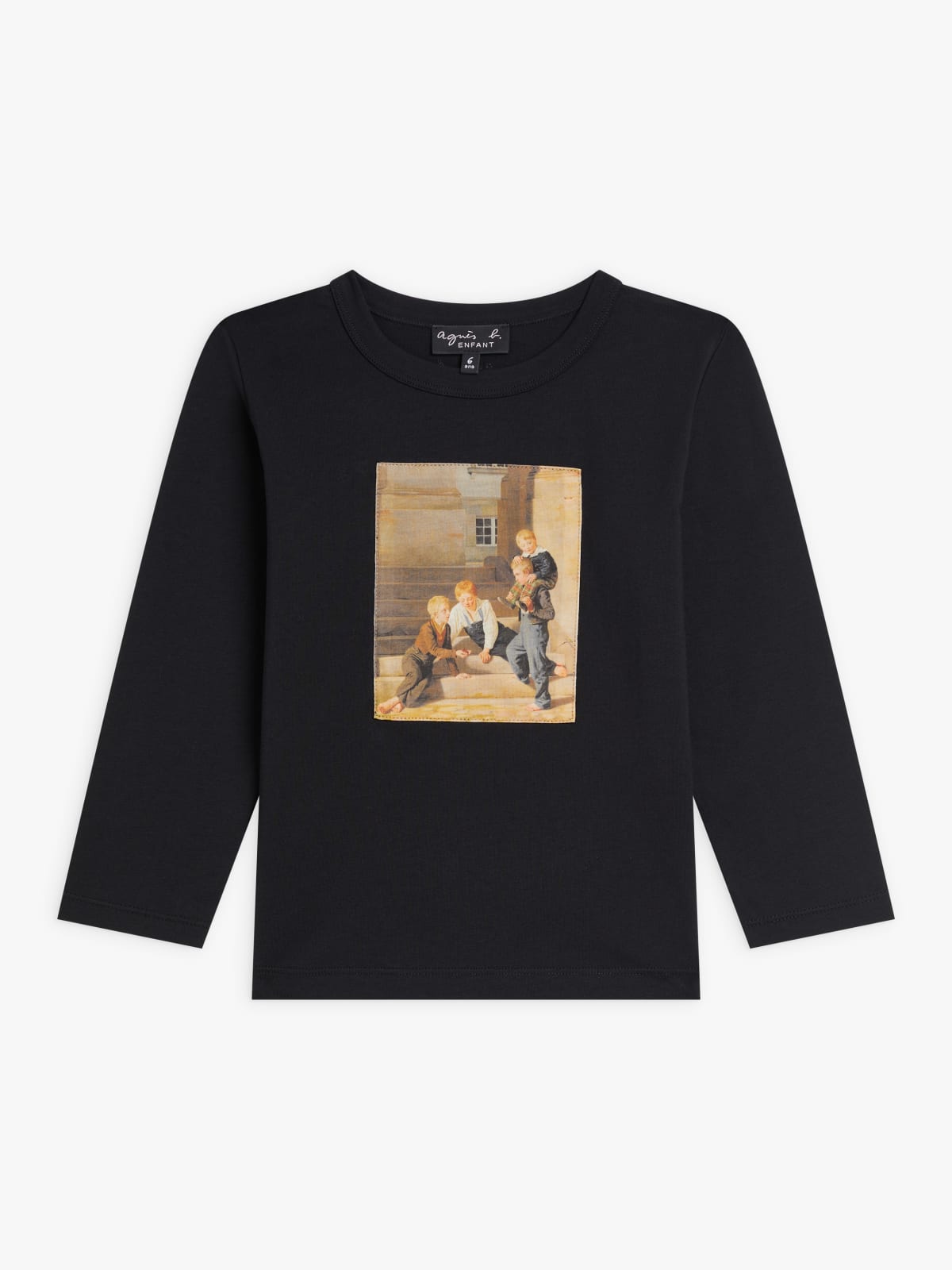 black cotton "Jeunes garçons" screenprint Coulos t-shirt