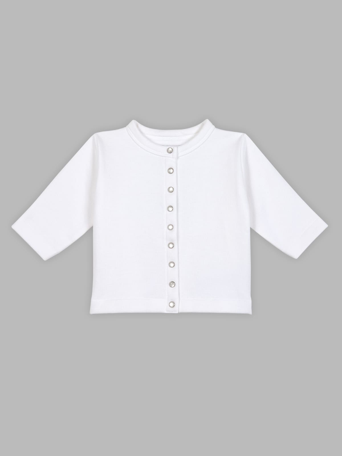 white baby cotton fleece snap cardigan