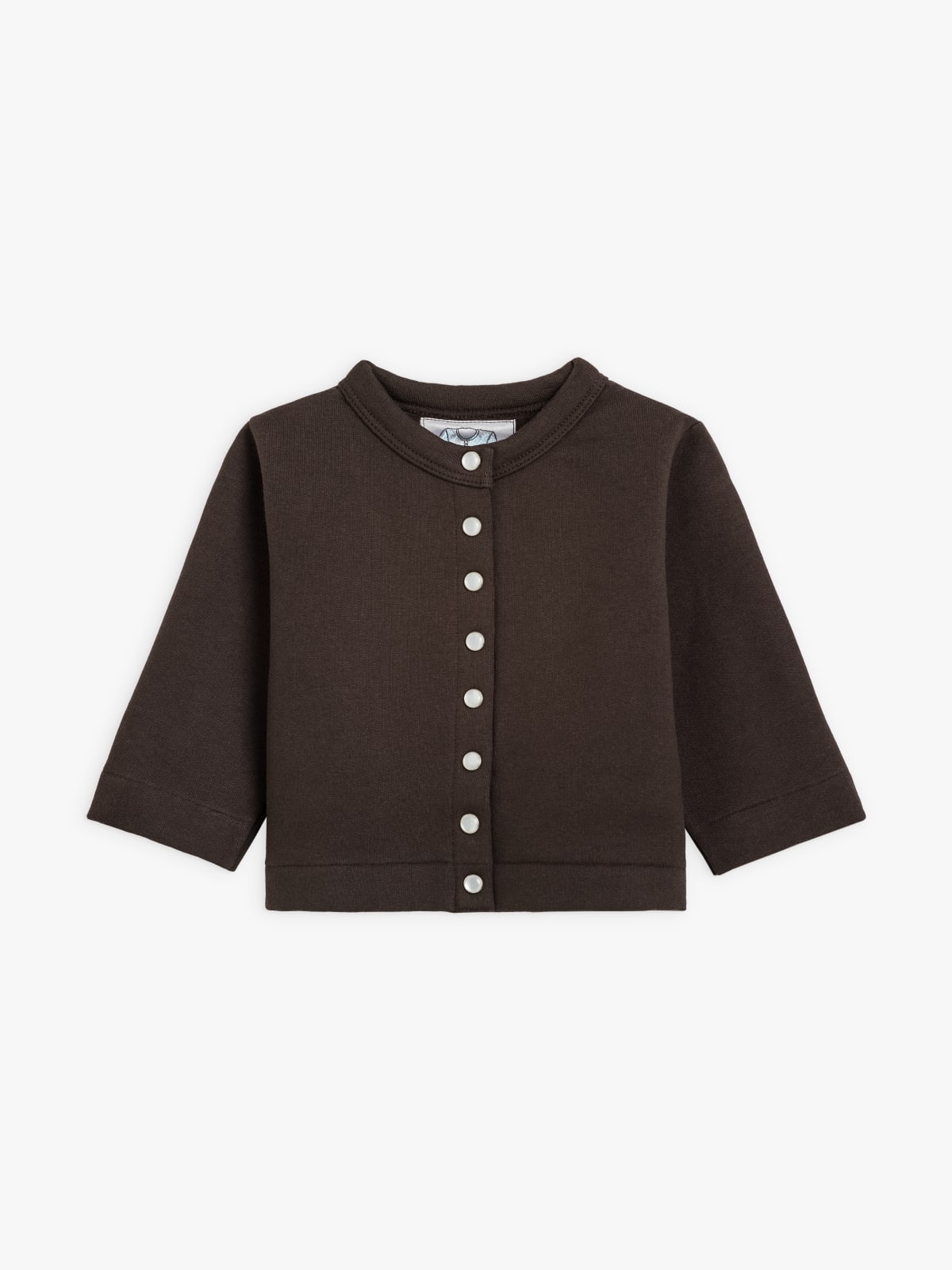 dark brown baby cotton fleece snap cardigan