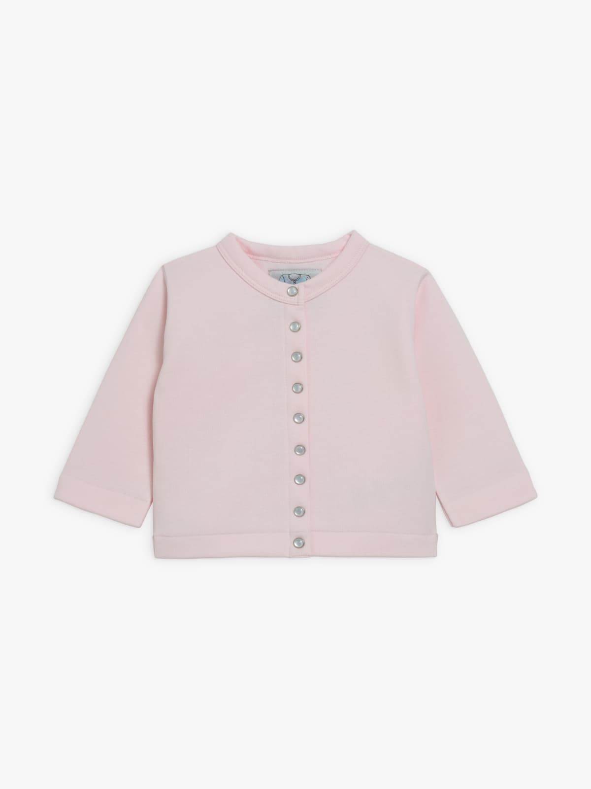 pale pink snap cardigan  layette fleece