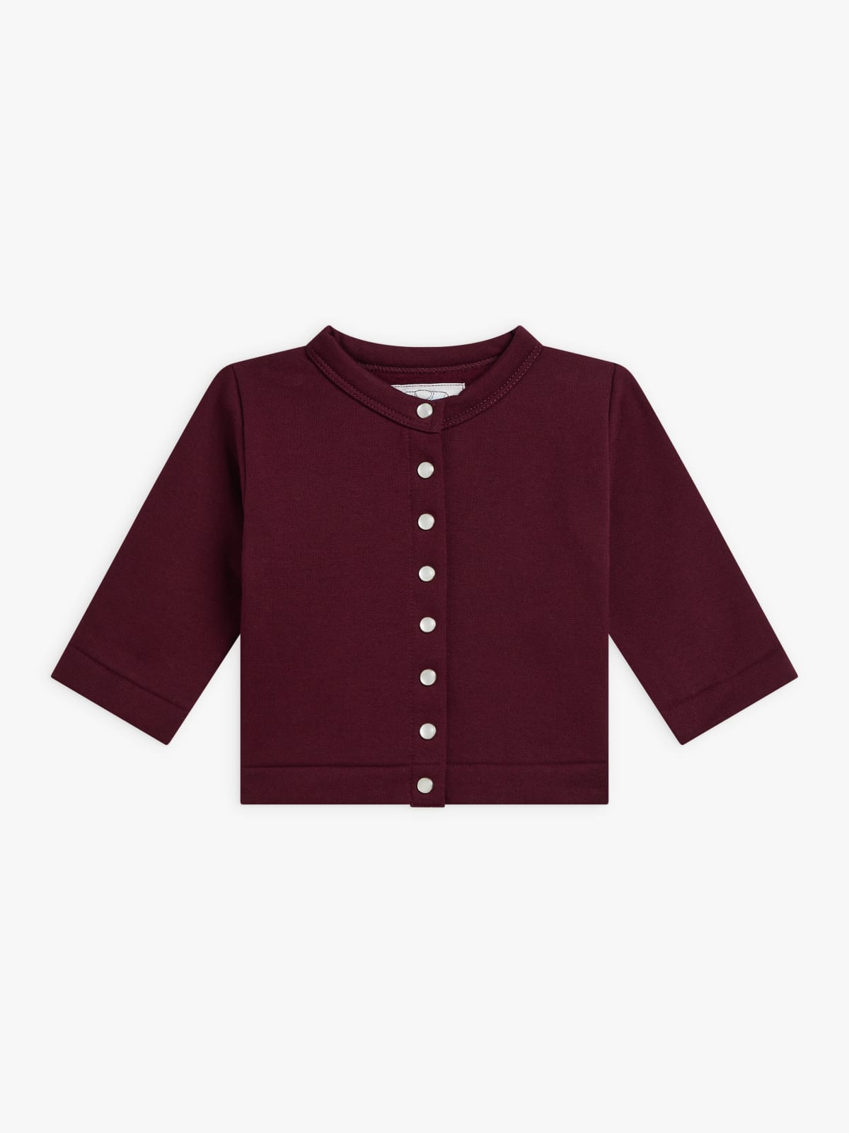 burgundy snap cardigan in cotton fleece