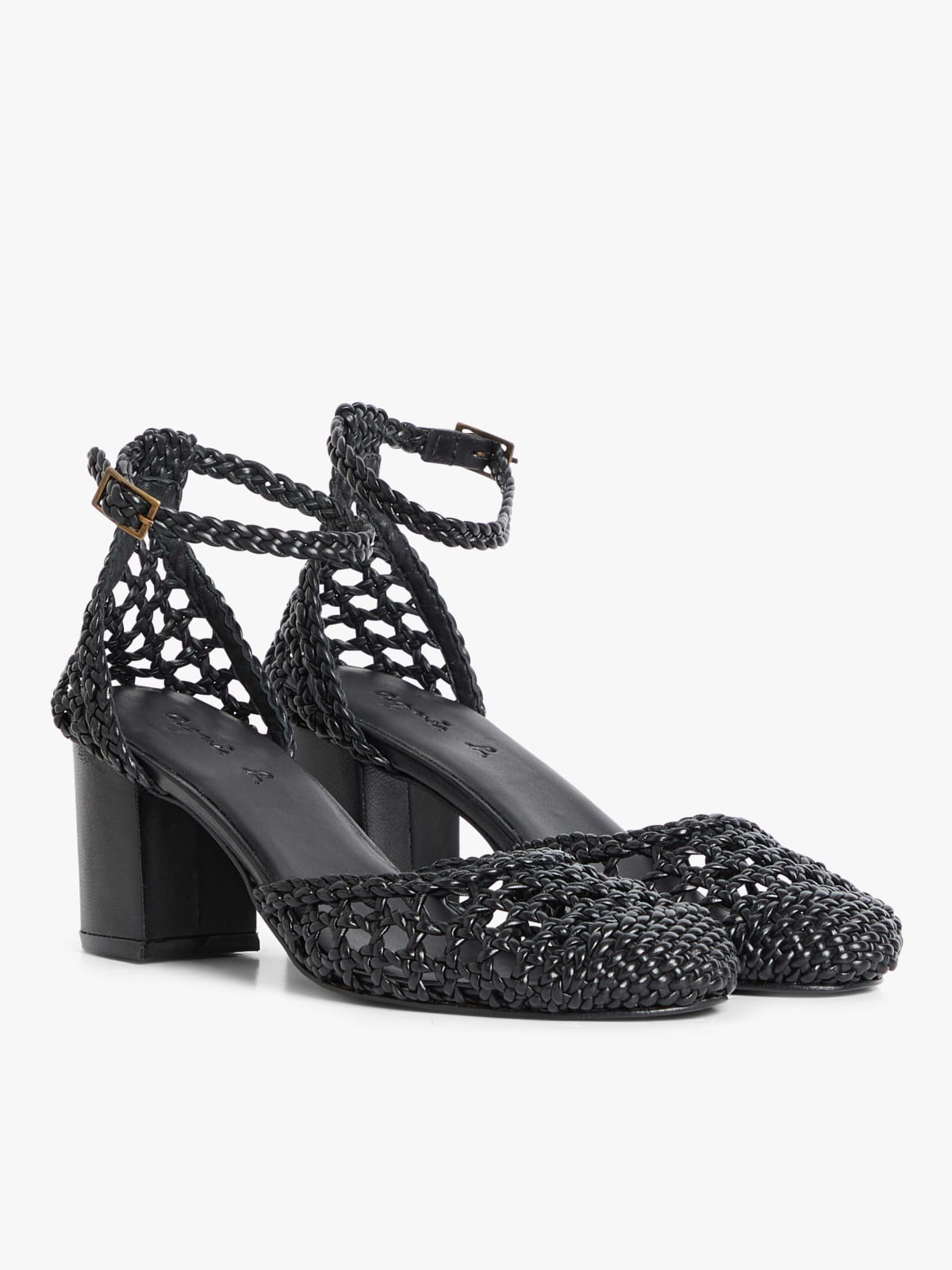 black Gina heeled leather sandals