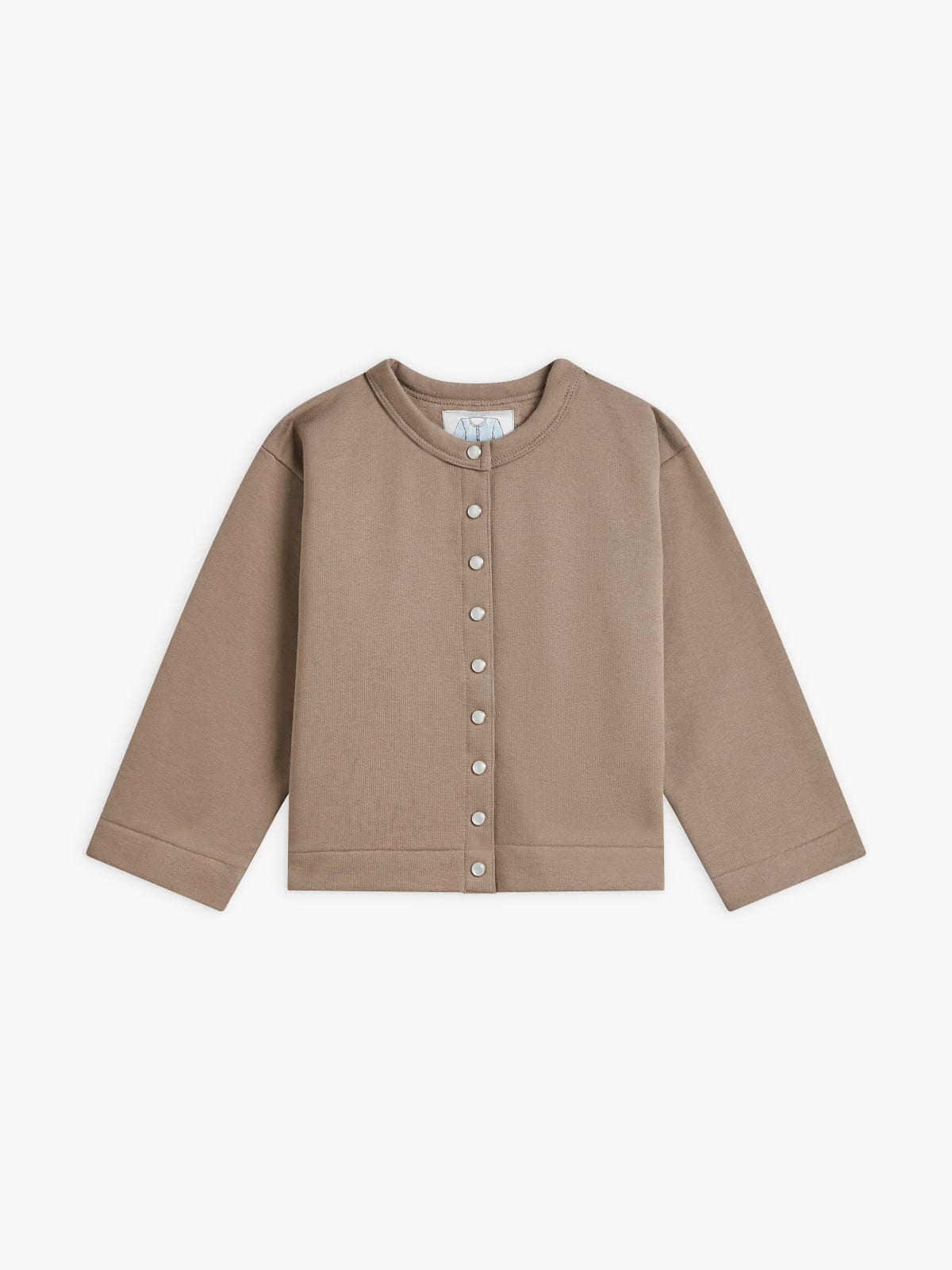 brown  snap cardigan in cotton fleece