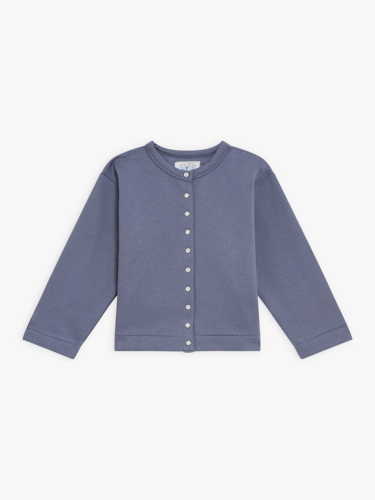 grey  snap cardigan in cotton fleece