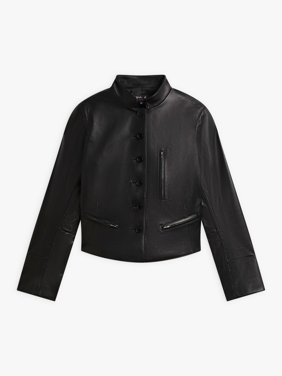 black lamb leather tambourin jacket