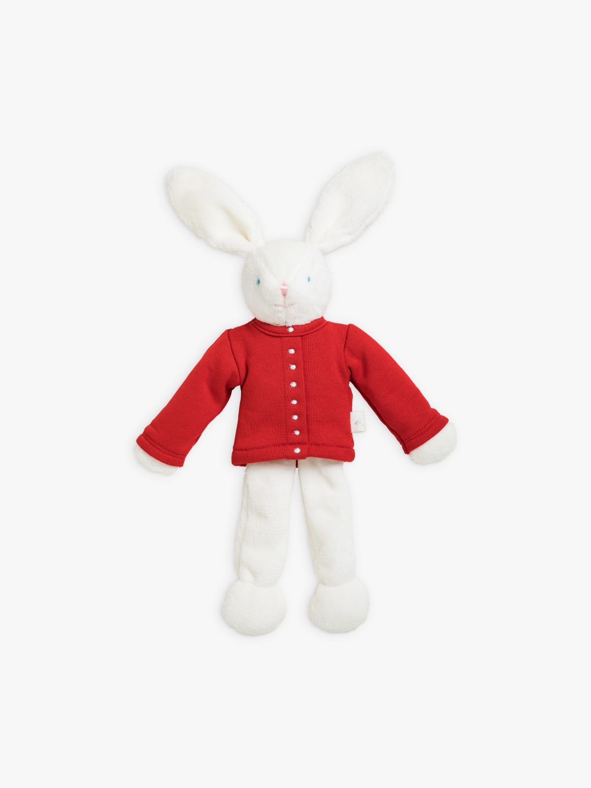 red snap cardigan bunny cuddly toy