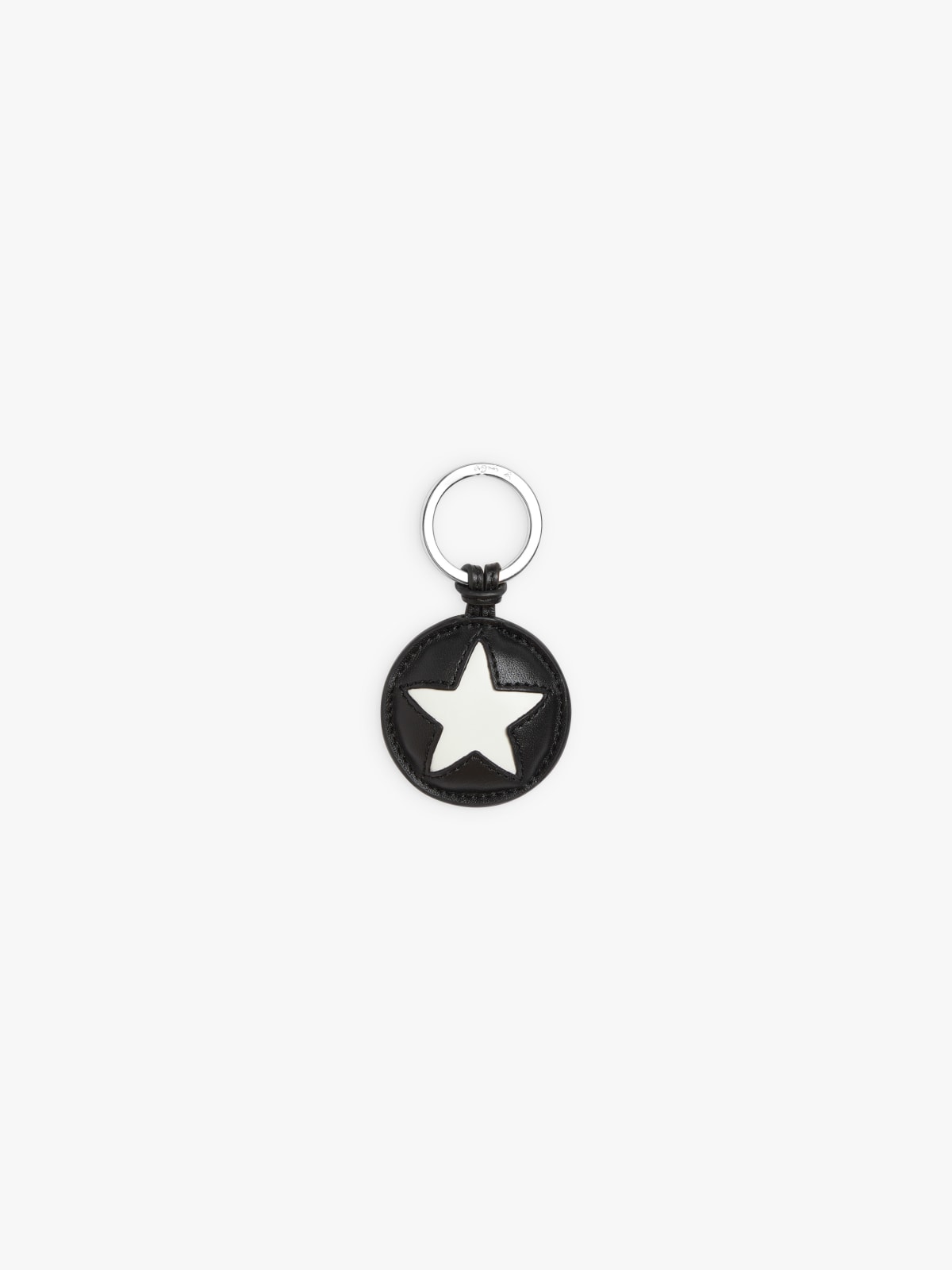 black calfskin leather Star key ring