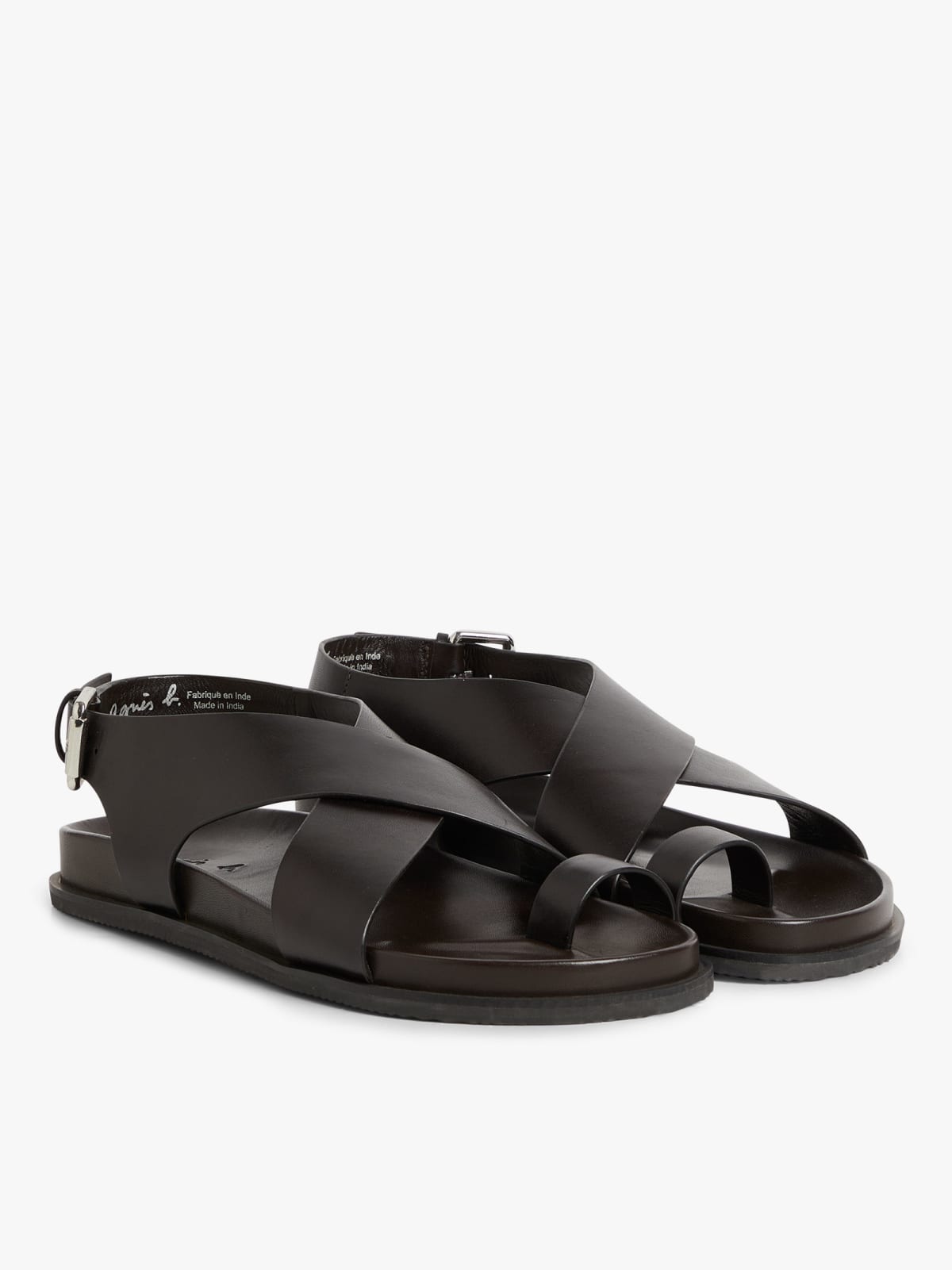 brown Oscar mules in cowhide leather