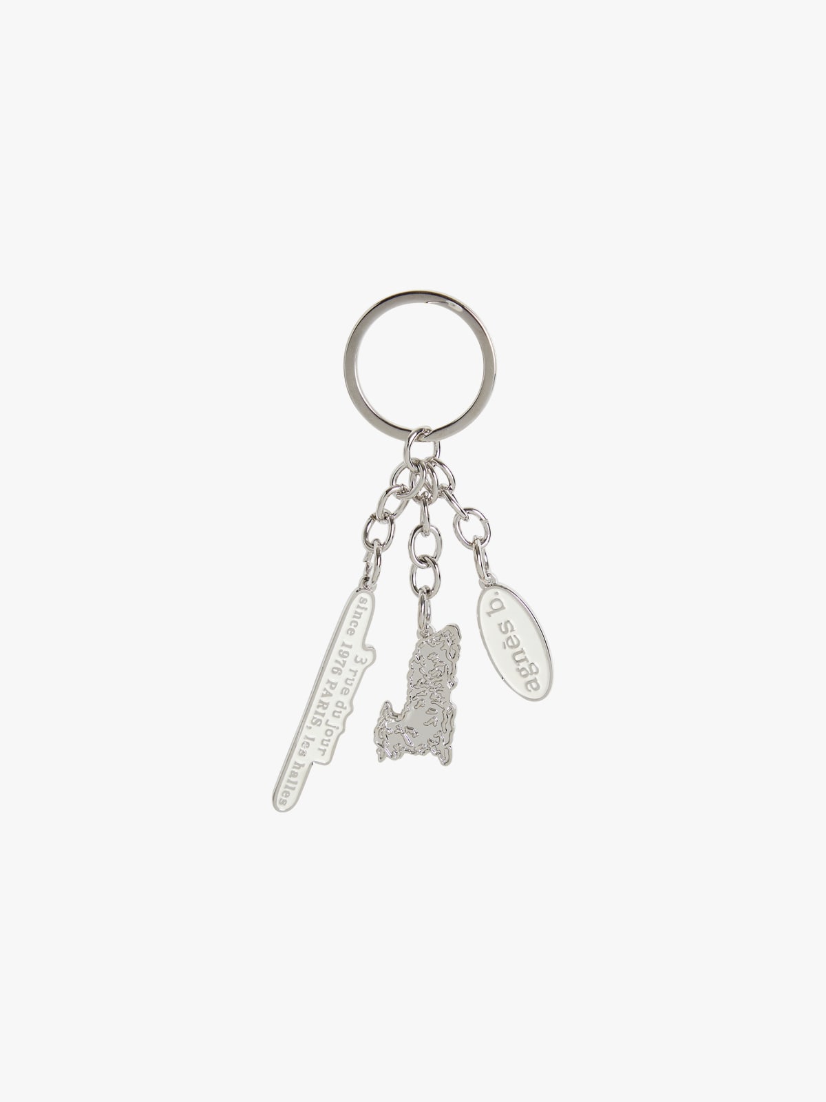 white Agneau iron key ring