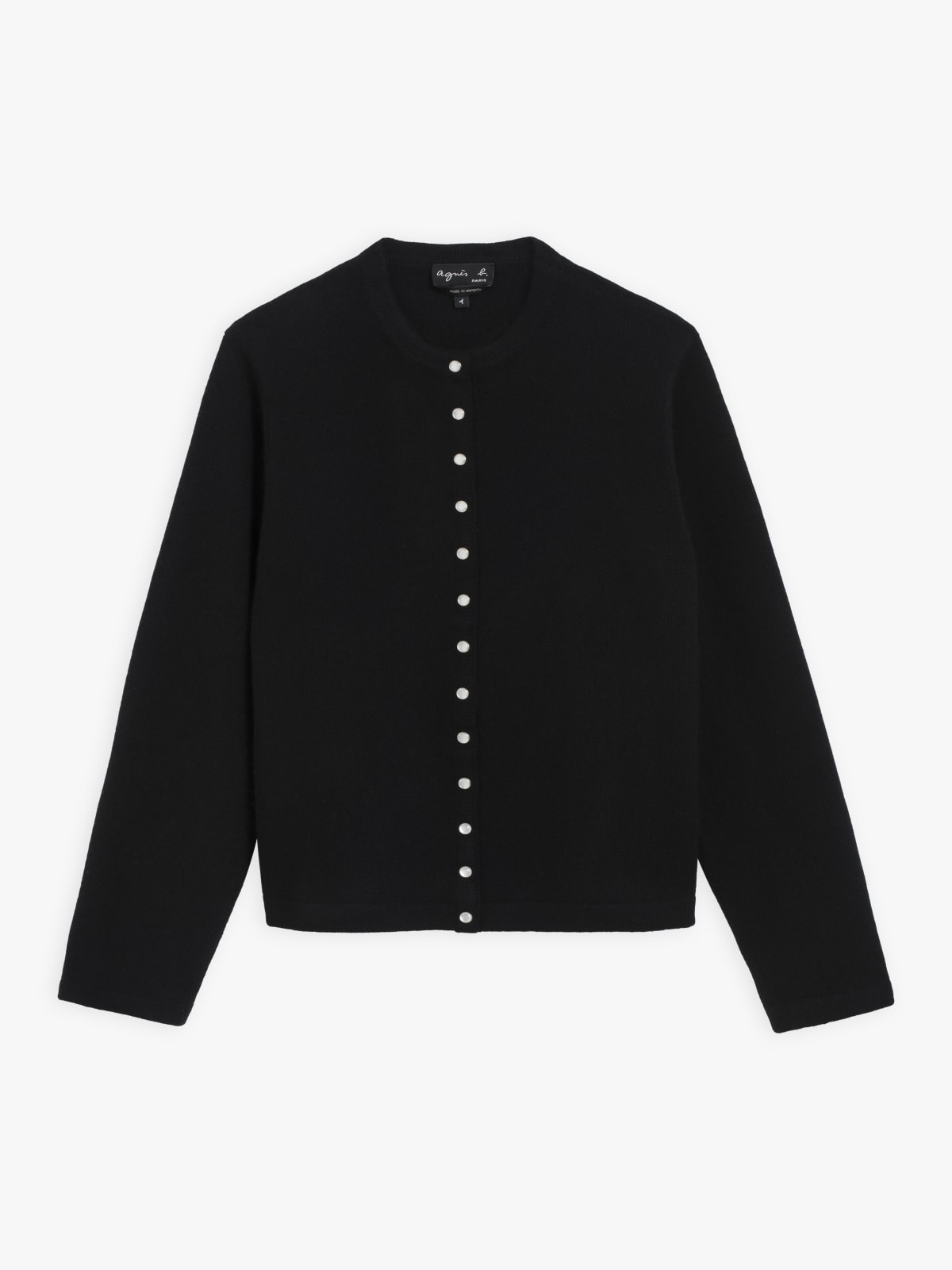 black cashmere snap cardigan