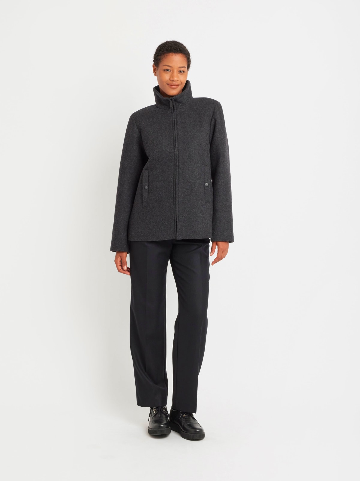 grey wool cotton twill Olympe jacket