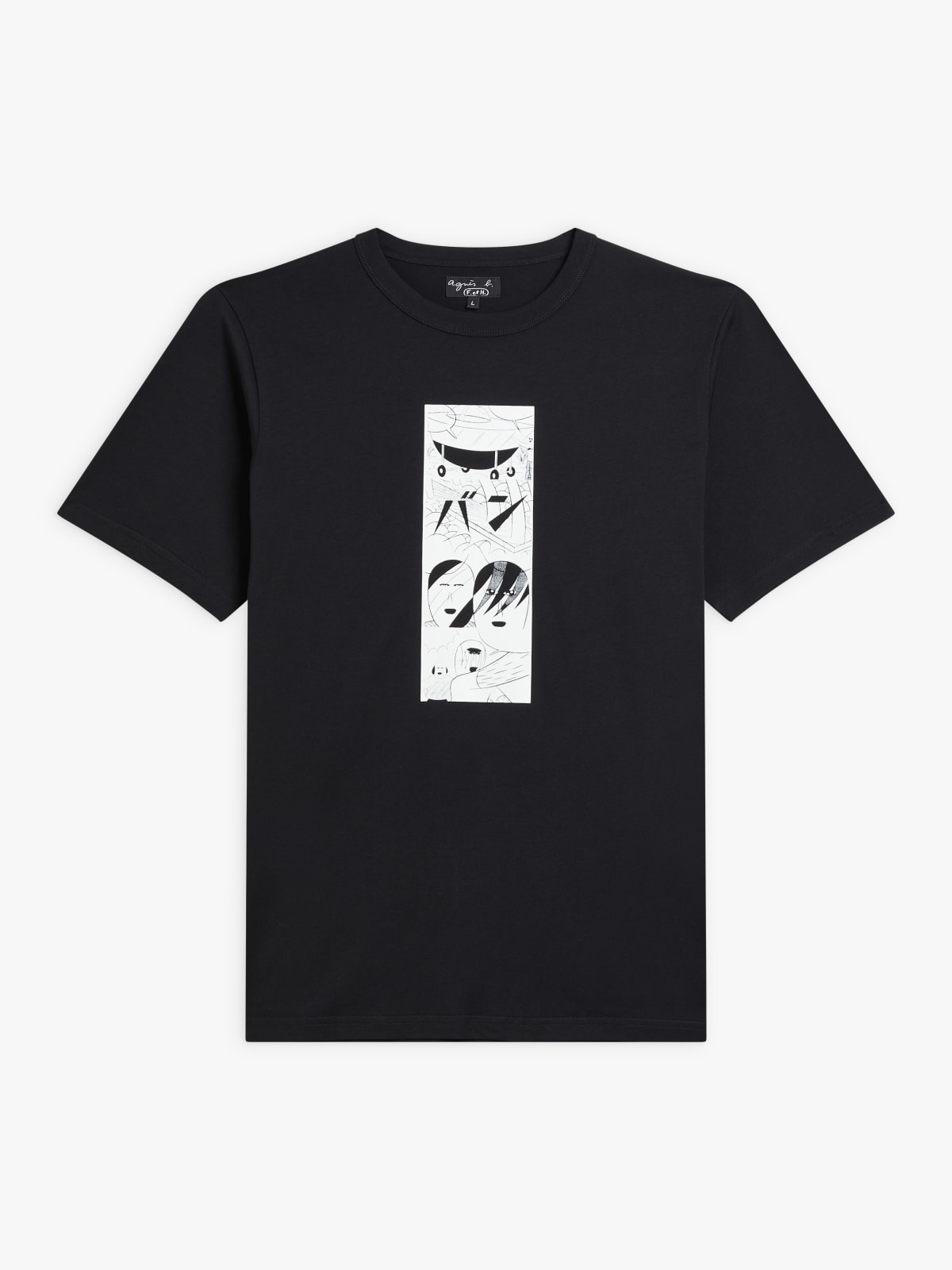 black cotton Le Mixte artist Yuichi Yokoyama t-shirt