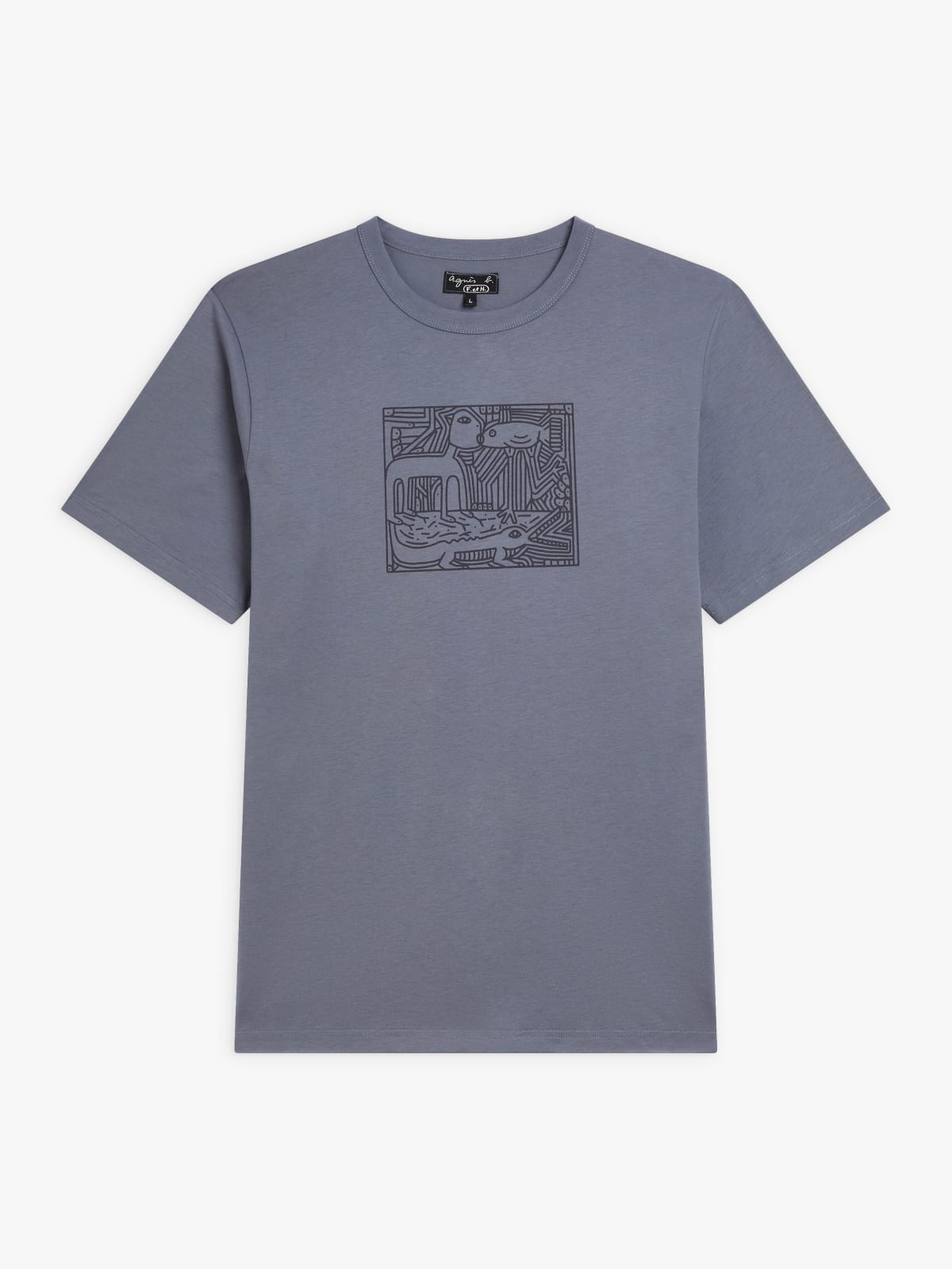 grey cotton Le Mixte artist Thibaut Ren t-shirt