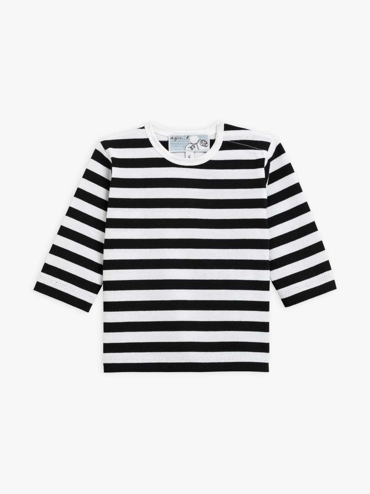 black and white long Sleeve Striped Top