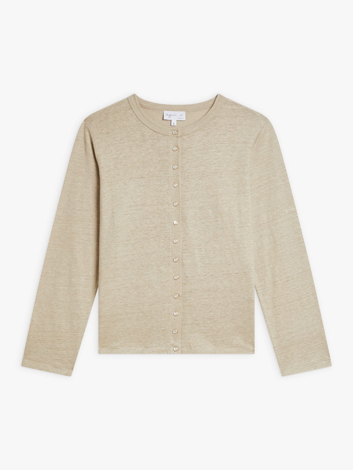 taupe linen Le Petit  snap cardigan