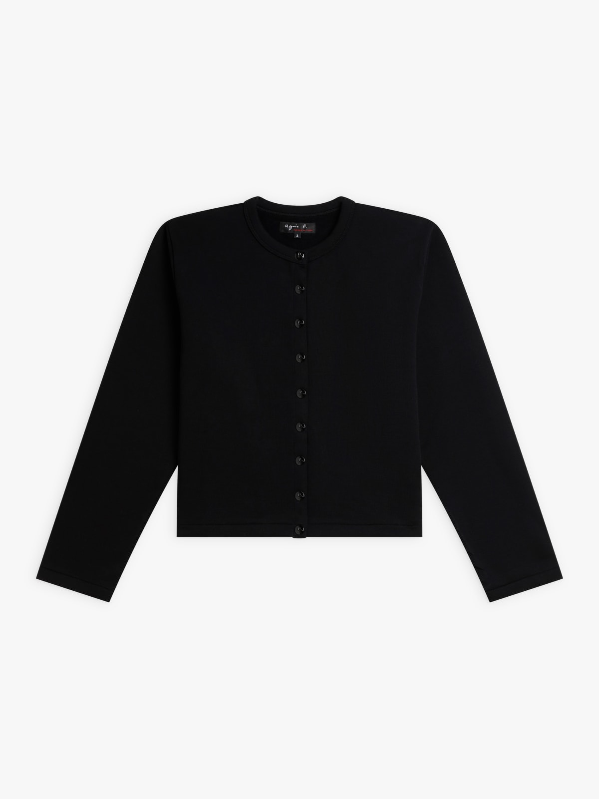 black cotton fleece cardigan