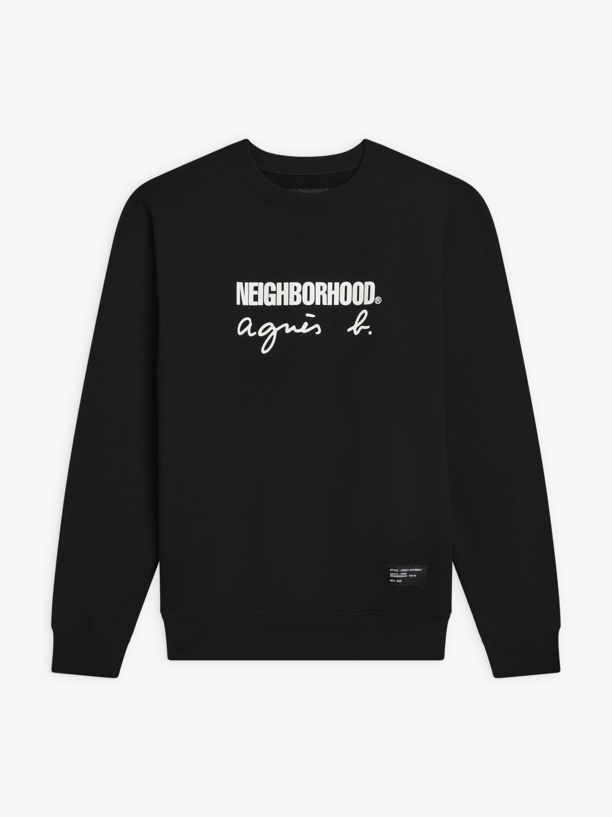 black cotton screen-printed Crew Neighborhood sweatshirt