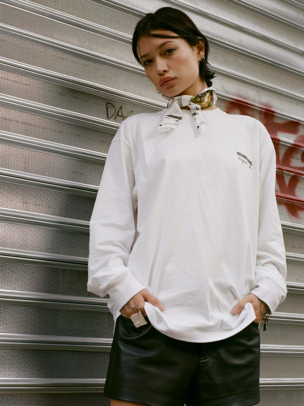white cotton t-shirt agnès b. x Neighborhood