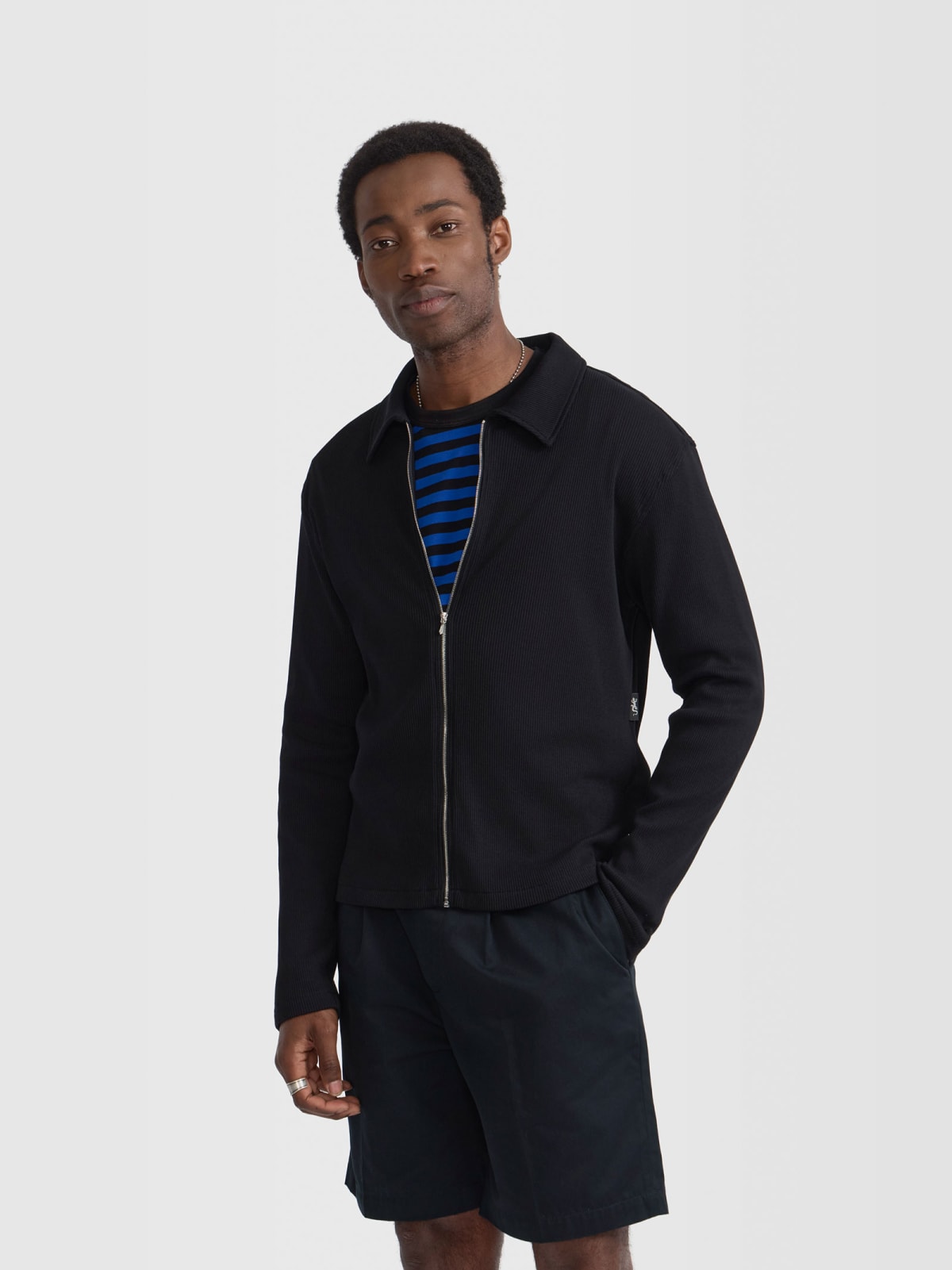 black Azael striped cotton cardigan