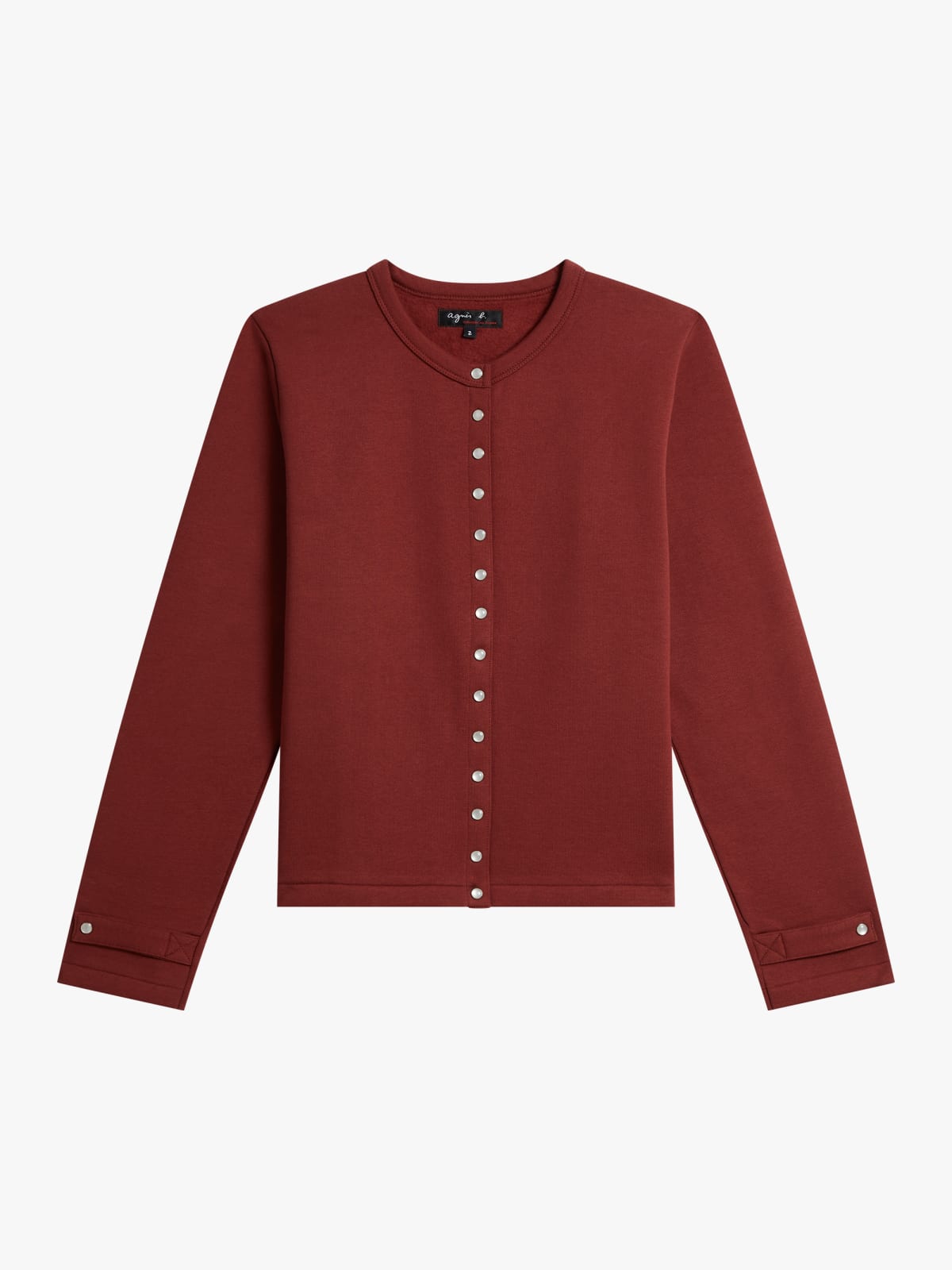 brown cotton fleece snap Rosan cardigan