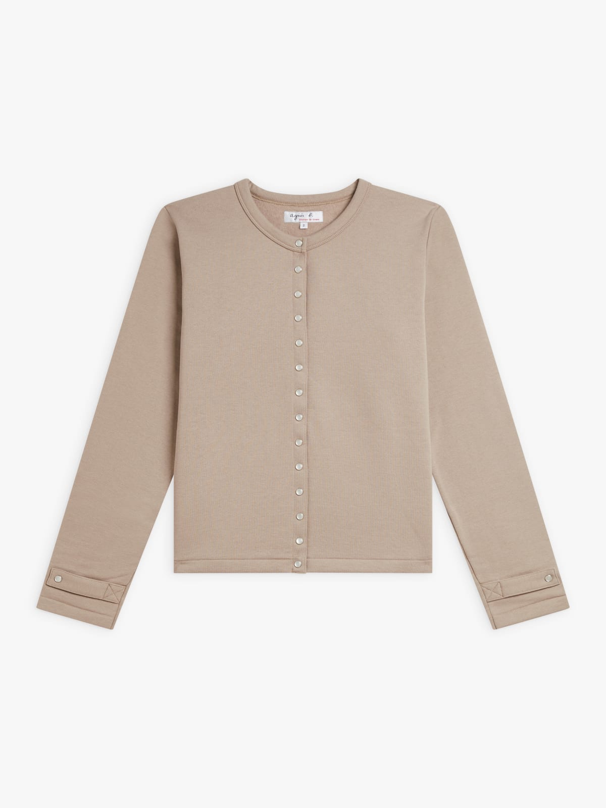 taupe cotton fleece snap Rosan cardigan