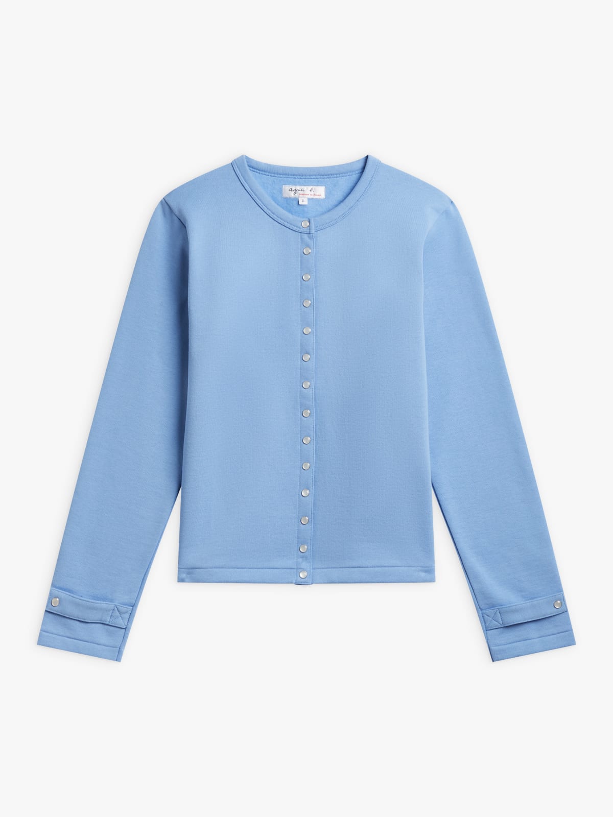 blue cotton fleece Rosana snap cardigan