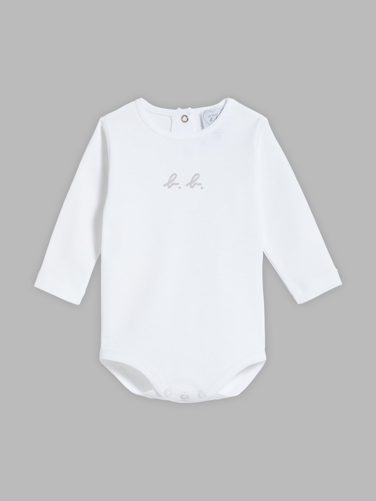 white initials b.b. bodysuit