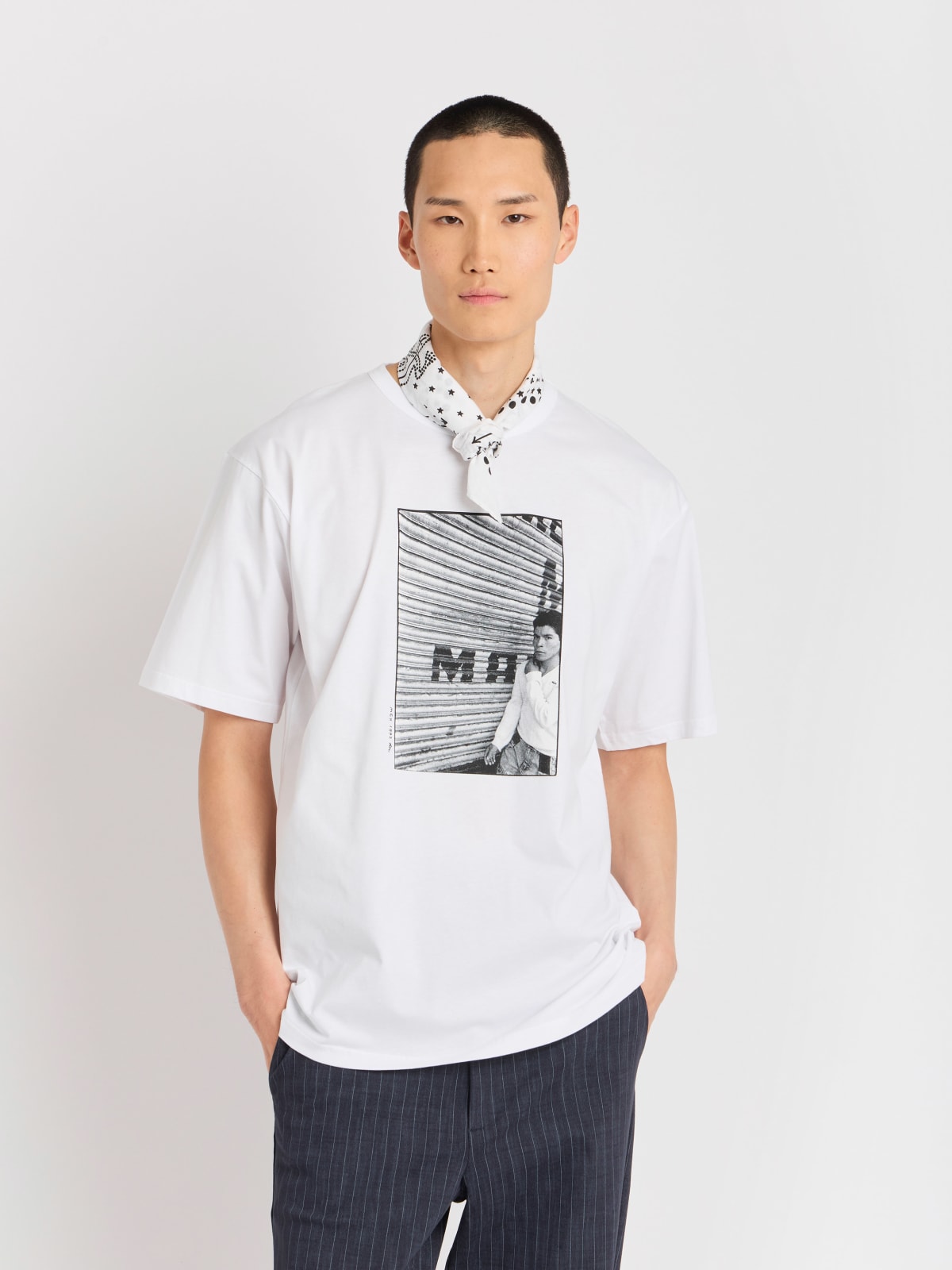 white cotton artist Mark Cohen Chris t-shirt