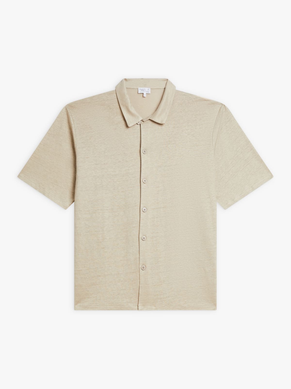 beige linen jersey short sleeve Maui shirt