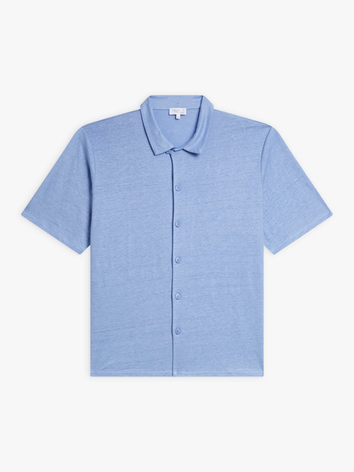 blue linen jersey short sleeve Maui shirt
