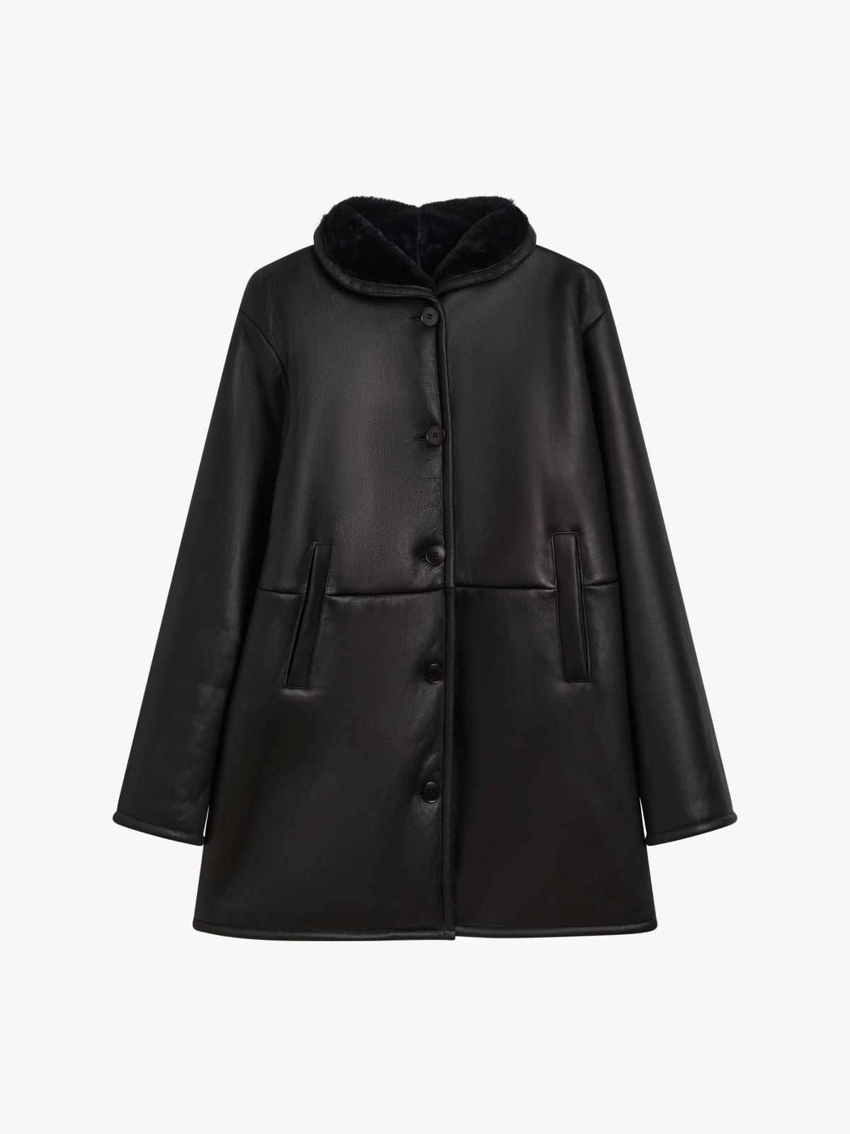 black Merino nappa coat