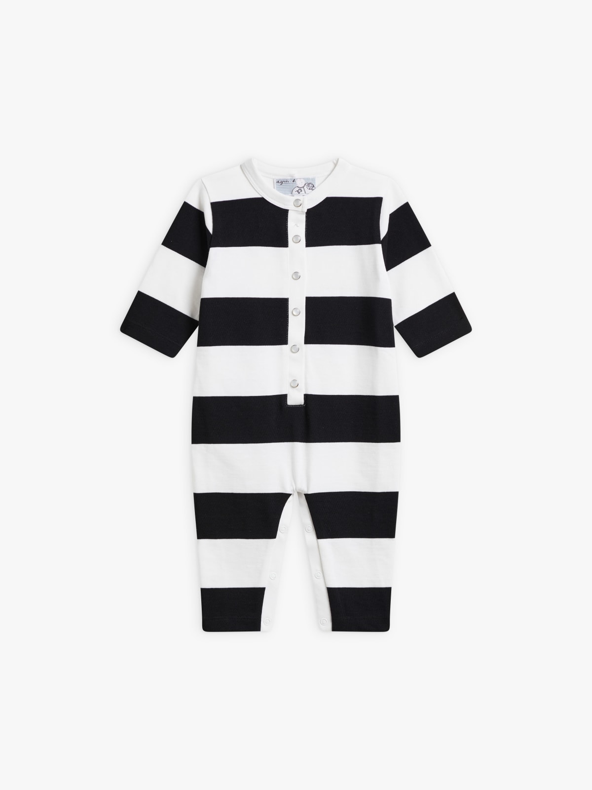 black and white cotton jersey striped Lisette dungarees