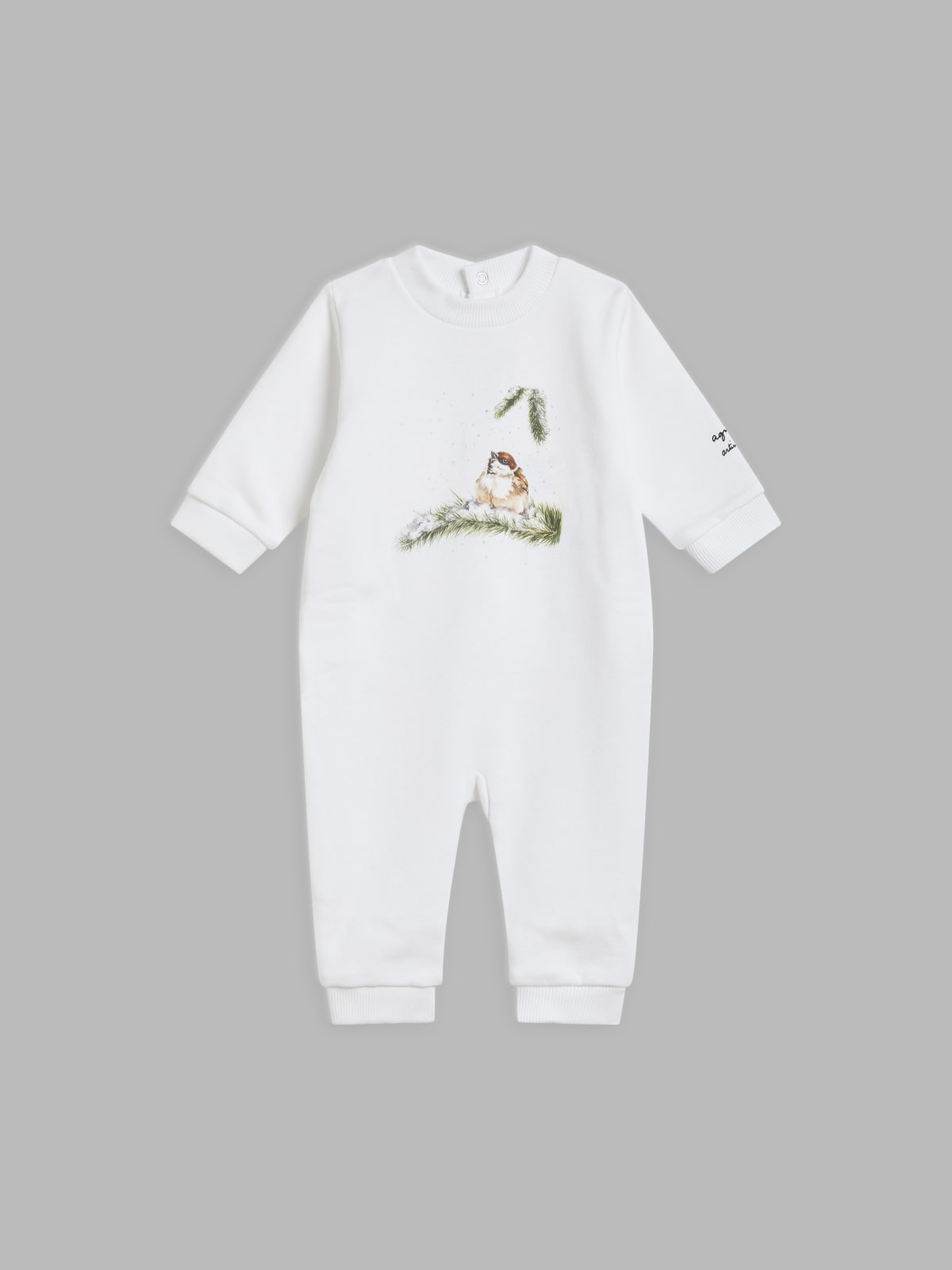 white cotton fleece sleepsuit artist MA ZA SI