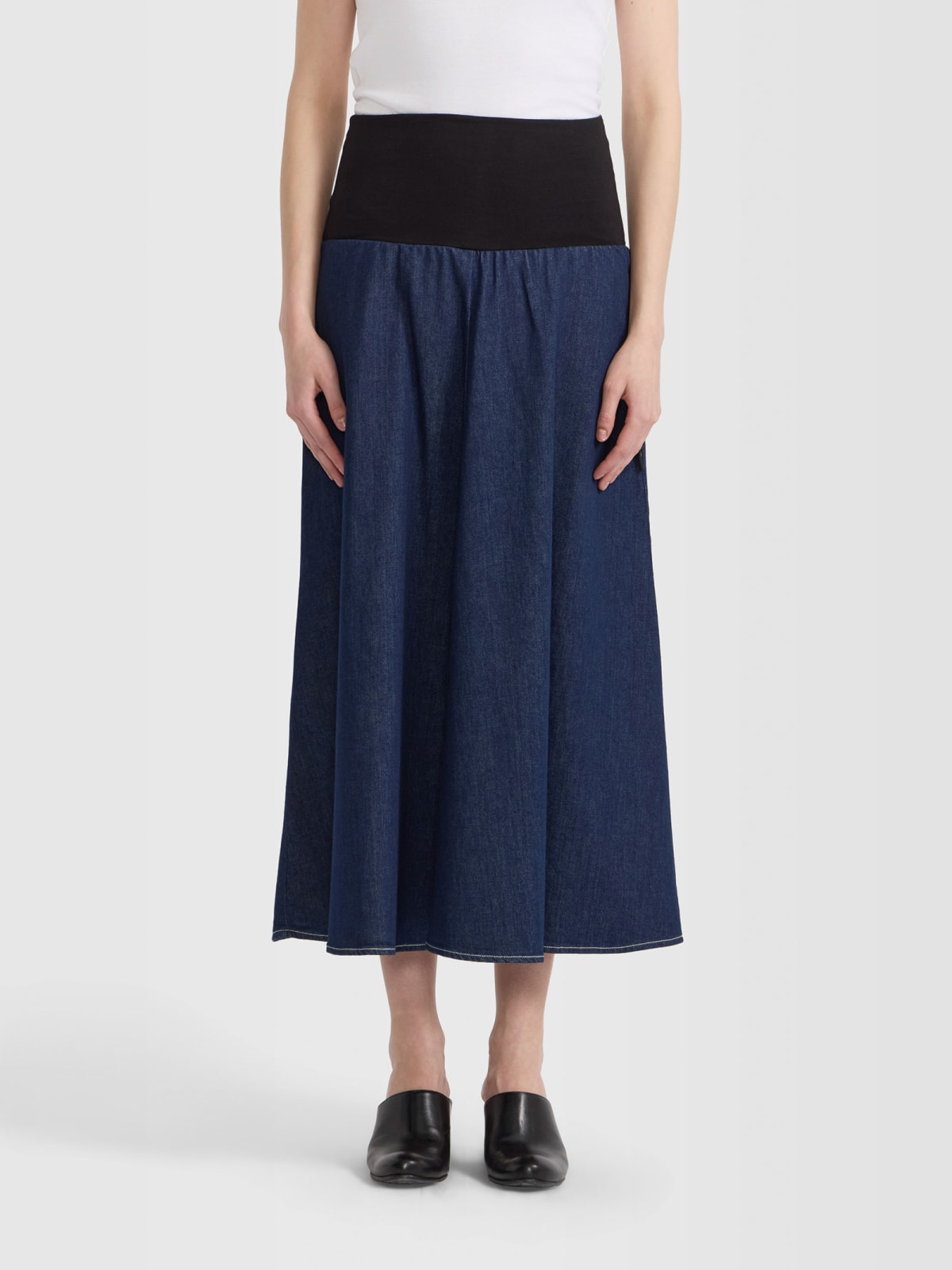 blue denim skirt