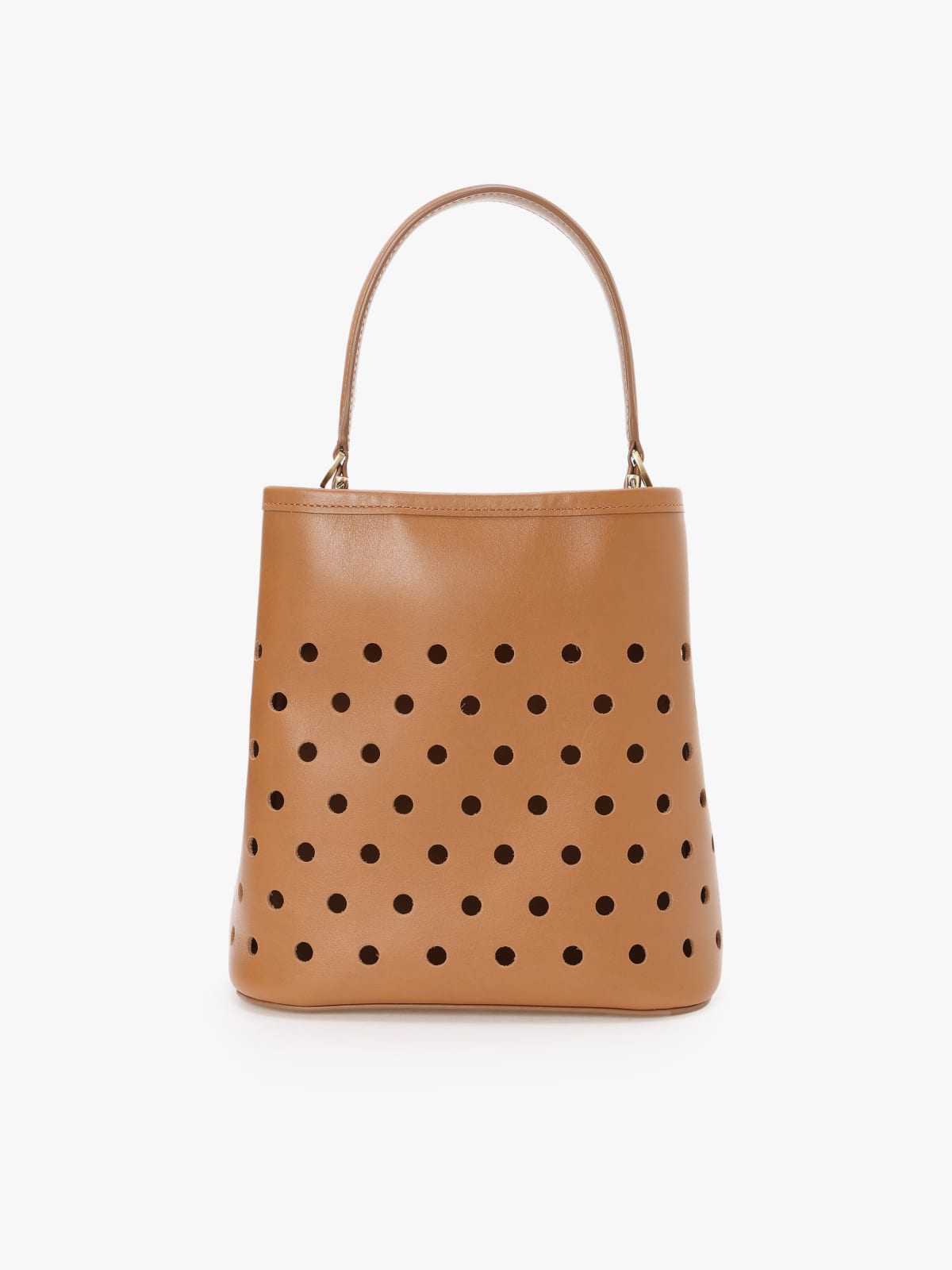 brown cow leather bucket bag