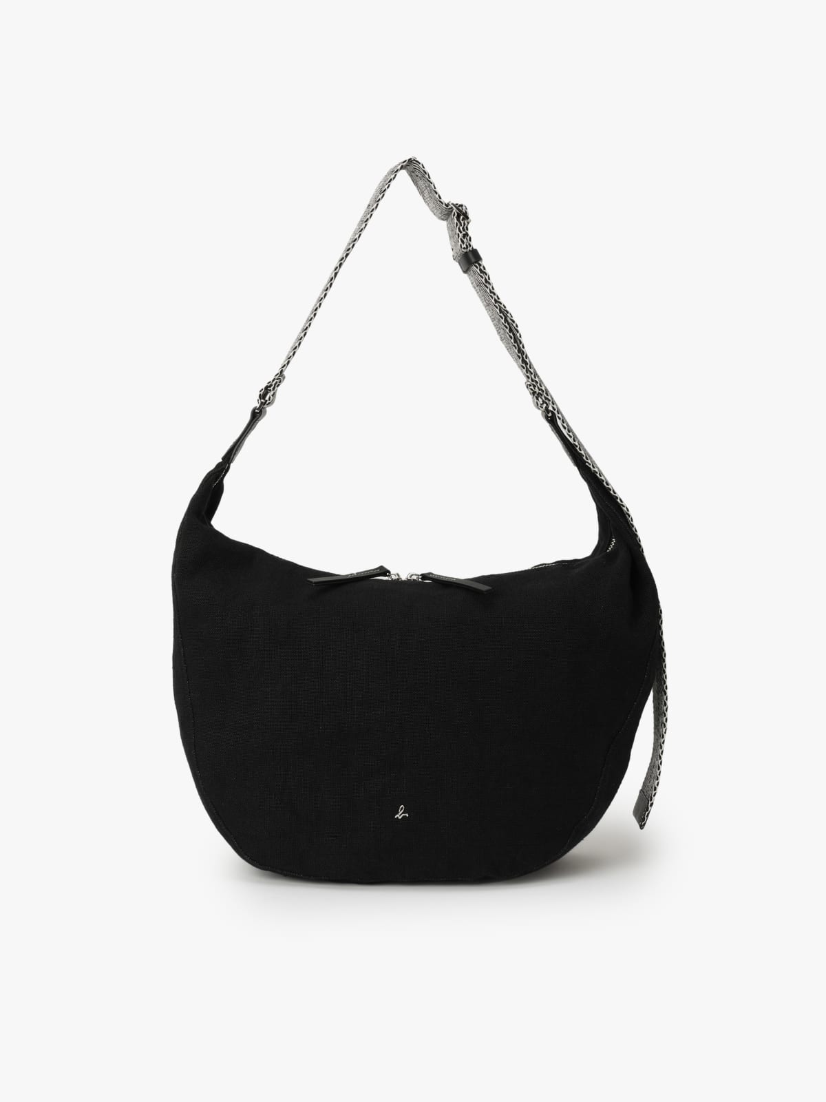 black linen Hobo bag