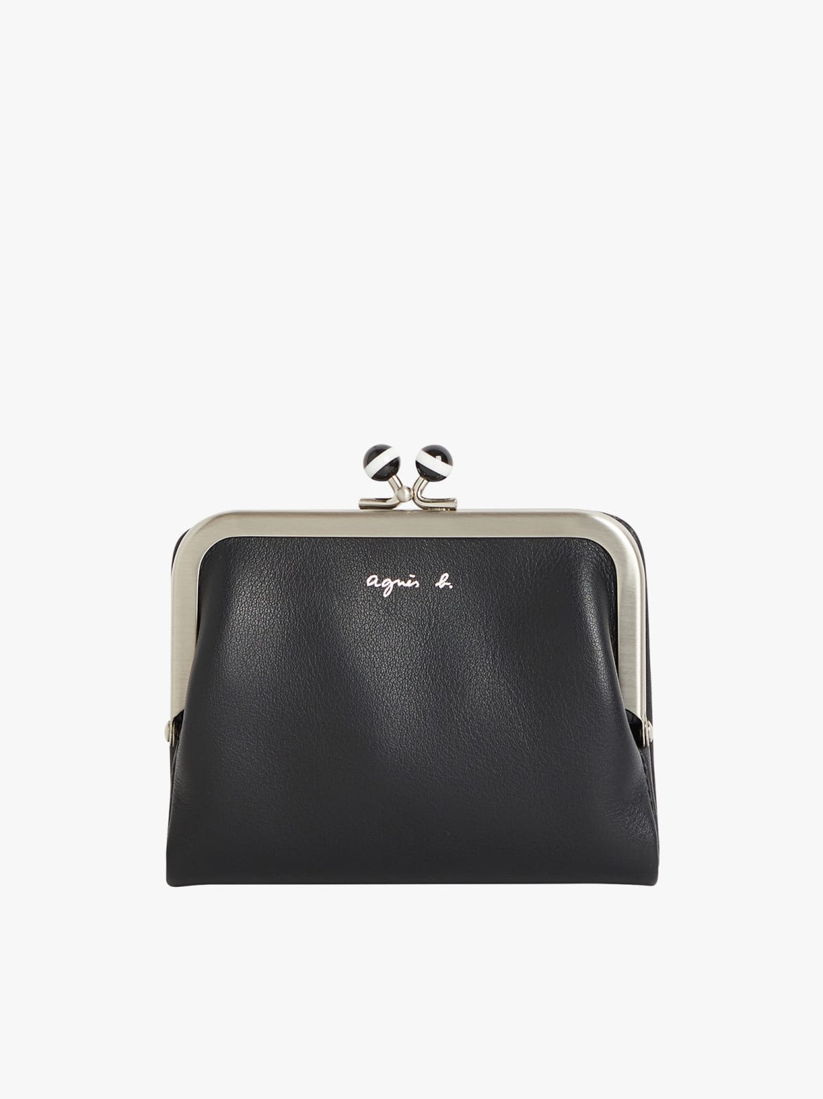 black leather wallet with fastener